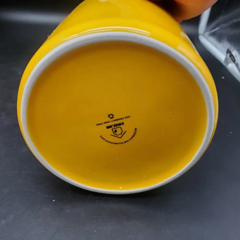 SWEEJAR Yellow Ceramic Kitchen Storage Canister Wood Lid Airtight 50oz Jar
